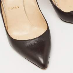 Pre Owned Christian Louboutin Black Leather Twistochat Slingback Pumps Size 39