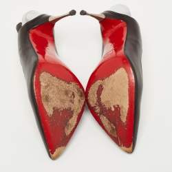 Pre Owned Christian Louboutin Black Leather Twistochat Slingback Pumps Size 39