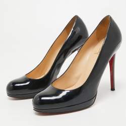 Pre Owned Christian Louboutin Black Patent Leather Bianca Pumps Size 39