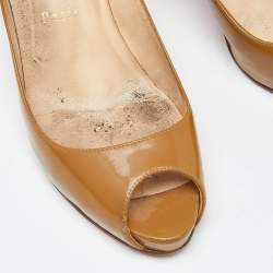 Pre Owned Christian Louboutin Beige Patent Leather Very Prive Pumps Size 38.5
