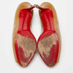 Pre Owned Christian Louboutin Beige Patent Leather Very Prive Pumps Size 38.5