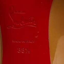 Pre Owned Christian Louboutin Beige Patent Leather Very Prive Pumps Size 38.5