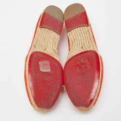 Christian Louboutin Orange Canvas Galia Espadrille Flats Size 38