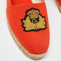 Christian Louboutin Orange Canvas Galia Espadrille Flats Size 38