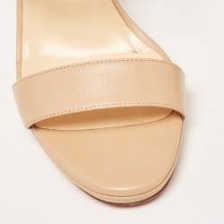 Pre Owned Christian Louboutin Beige Leather Spike Choca Lux Sandals Size 39