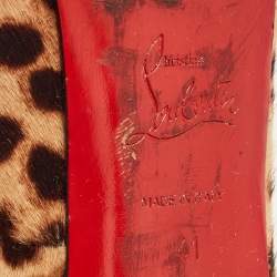 Christian Louboutin Beige/Brown Leopard Print Calf Hair No Prive Slingback Pumps Size 41