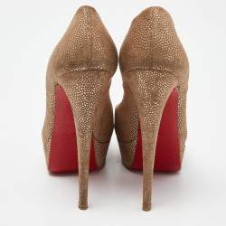 Christian Louboutin Textured Suede Lady Peep Toe Platform Pumps Size 37.5