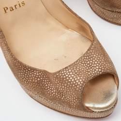 Christian Louboutin Textured Suede Lady Peep Toe Platform Pumps Size 37.5