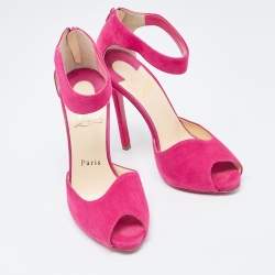 Christian Louboutin Pink Suede Ankle Strap Sandals Size 36