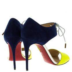 مملوكة مسبقًا Christian Louboutin Two Tone Leather and Suede Mayerling Lace-Up Sandals Size 38
