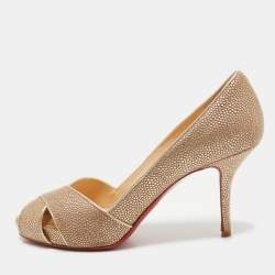 Christian Louboutin Two Tone Textured Leather Shelley Pumps Size 36.5