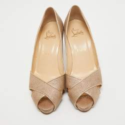 Christian Louboutin Two Tone Textured Leather Shelley Pumps Size 36.5