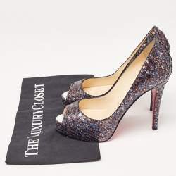مملوكة مسبقًا Christian Louboutin Blue/Brown Python Very Prive Pumps Size 36.5