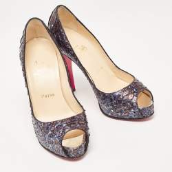 مملوكة مسبقًا Christian Louboutin Blue/Brown Python Very Prive Pumps Size 36.5