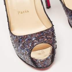 مملوكة مسبقًا Christian Louboutin Blue/Brown Python Very Prive Pumps Size 36.5