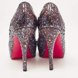 مملوكة مسبقًا Christian Louboutin Blue/Brown Python Very Prive Pumps Size 36.5