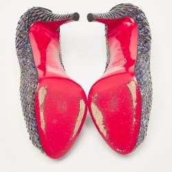 مملوكة مسبقًا Christian Louboutin Blue/Brown Python Very Prive Pumps Size 36.5