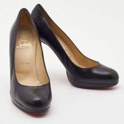 Pre Owned Christian Louboutin Black Leather New Simple Pumps Size 39