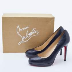 Pre Owned Christian Louboutin Black Leather New Simple Pumps Size 39