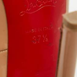 Pre Owned Christian Louboutin Beige Patent Leather Pigalle Pumps Size 37.5