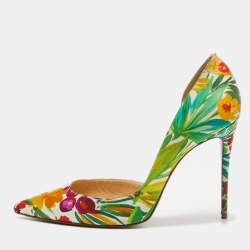 Pre Owned Christian Louboutin Multicolor Satin Iriza D'Orsay Pumps Size 40