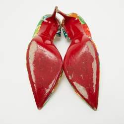 Pre Owned Christian Louboutin Multicolor Satin Iriza D'Orsay Pumps Size 40