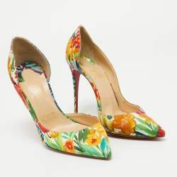 Pre Owned Christian Louboutin Multicolor Satin Iriza D'Orsay Pumps Size 40