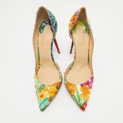 Pre Owned Christian Louboutin Multicolor Satin Iriza D'Orsay Pumps Size 40