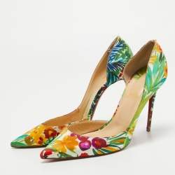 Pre Owned Christian Louboutin Multicolor Satin Iriza D'Orsay Pumps Size 40