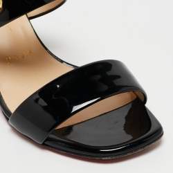 Christian Louboutin Black Patent Studded Bille Slides Size 36