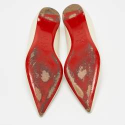 Pre Owned Christian Louboutin Cream Leather Anjalina Ballet Flats Size 39