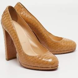 Christian Louboutin Light Brown Patent Python Grapi Pumps Size 38