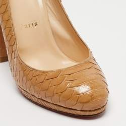 Christian Louboutin Light Brown Patent Python Grapi Pumps Size 38
