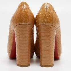 Christian Louboutin Light Brown Patent Python Grapi Pumps Size 38