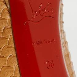Christian Louboutin Light Brown Patent Python Grapi Pumps Size 38