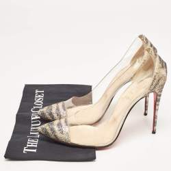 مملوكة مسبقًا Christian Louboutin Metallic Glitter and PVC New Debout Pointed Toe Pumps Size 40.5