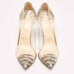 مملوكة مسبقًا Christian Louboutin Metallic Glitter and PVC New Debout Pointed Toe Pumps Size 40.5