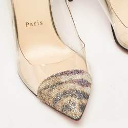 مملوكة مسبقًا Christian Louboutin Metallic Glitter and PVC New Debout Pointed Toe Pumps Size 40.5