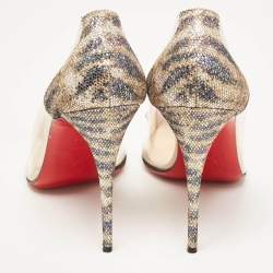 مملوكة مسبقًا Christian Louboutin Metallic Glitter and PVC New Debout Pointed Toe Pumps Size 40.5