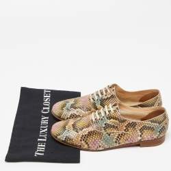 Pre Owned Christian Louboutin Multicolor Python Lace Up Oxfords Size 39