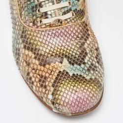 Pre Owned Christian Louboutin Multicolor Python Lace Up Oxfords Size 39