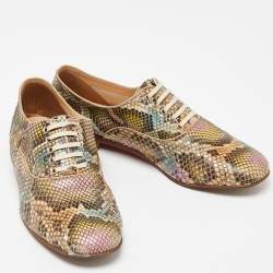 Pre Owned Christian Louboutin Multicolor Python Lace Up Oxfords Size 39