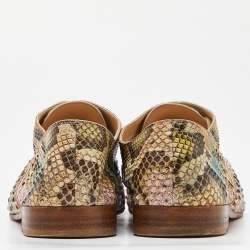 Pre Owned Christian Louboutin Multicolor Python Lace Up Oxfords Size 39