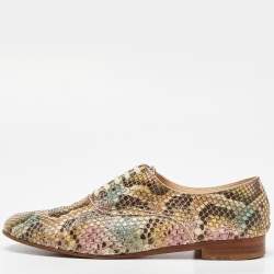 Pre Owned Christian Louboutin Multicolor Python Lace Up Oxfords Size 39