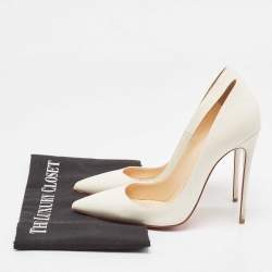 Pre Owned Christian Louboutin Off White Leather So Kate Pumps Size 38 