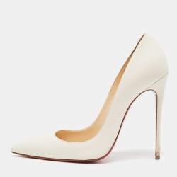 Pre Owned Christian Louboutin Off White Leather So Kate Pumps Size 38 