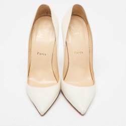 Pre Owned Christian Louboutin Off White Leather So Kate Pumps Size 38 