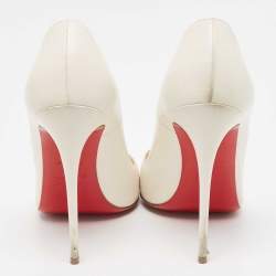 Pre Owned Christian Louboutin Off White Leather So Kate Pumps Size 38 