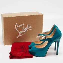 Pre Owned Christian Louboutin Blue Patent Bana Pumps Size 38.5