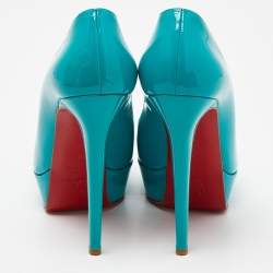 Pre Owned Christian Louboutin Green Patent Leather Bianca Platform Pumps Size 38